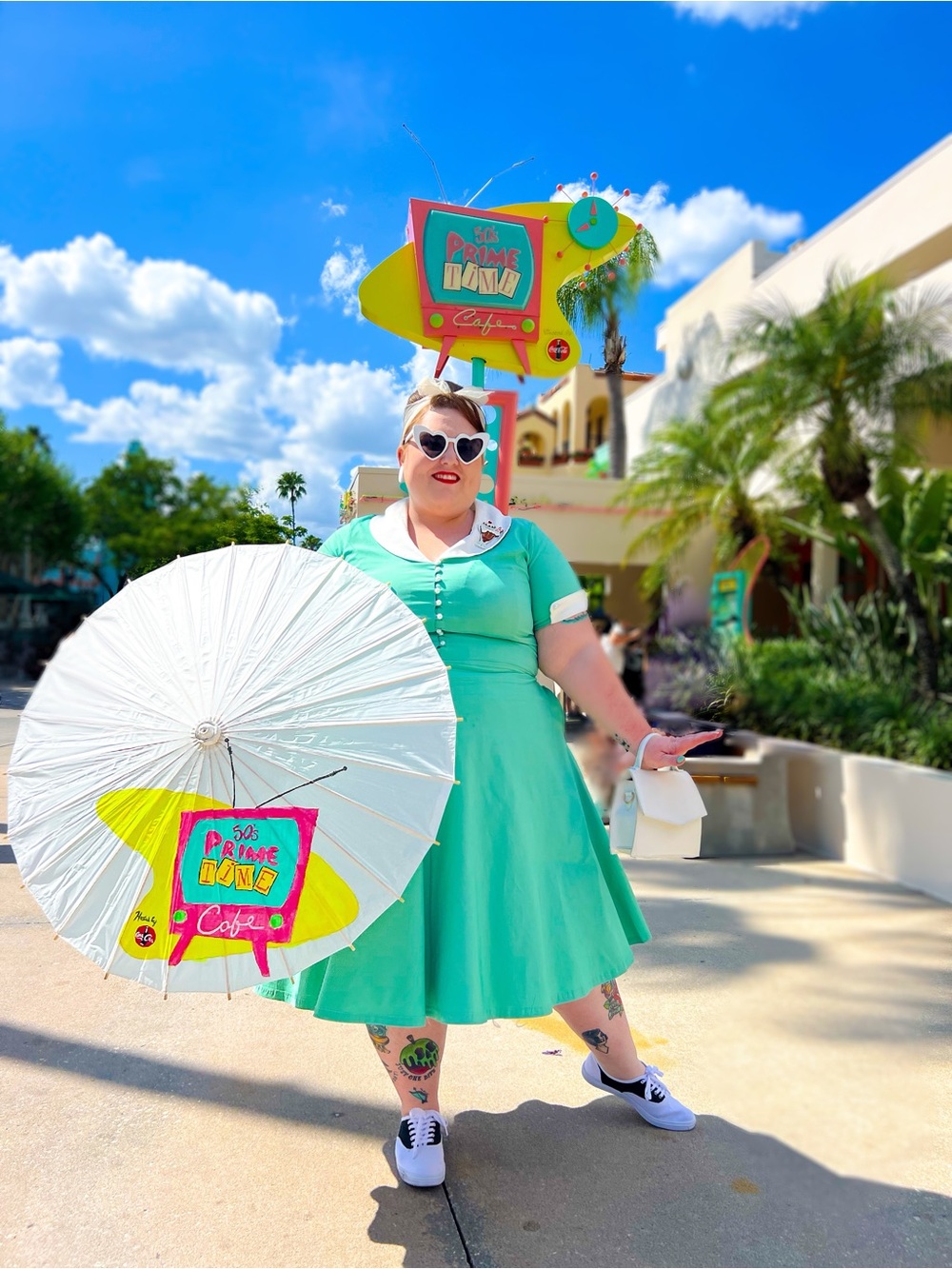 Mint Green Vintage-Style Fit & Flare Dress with Contrast Collar